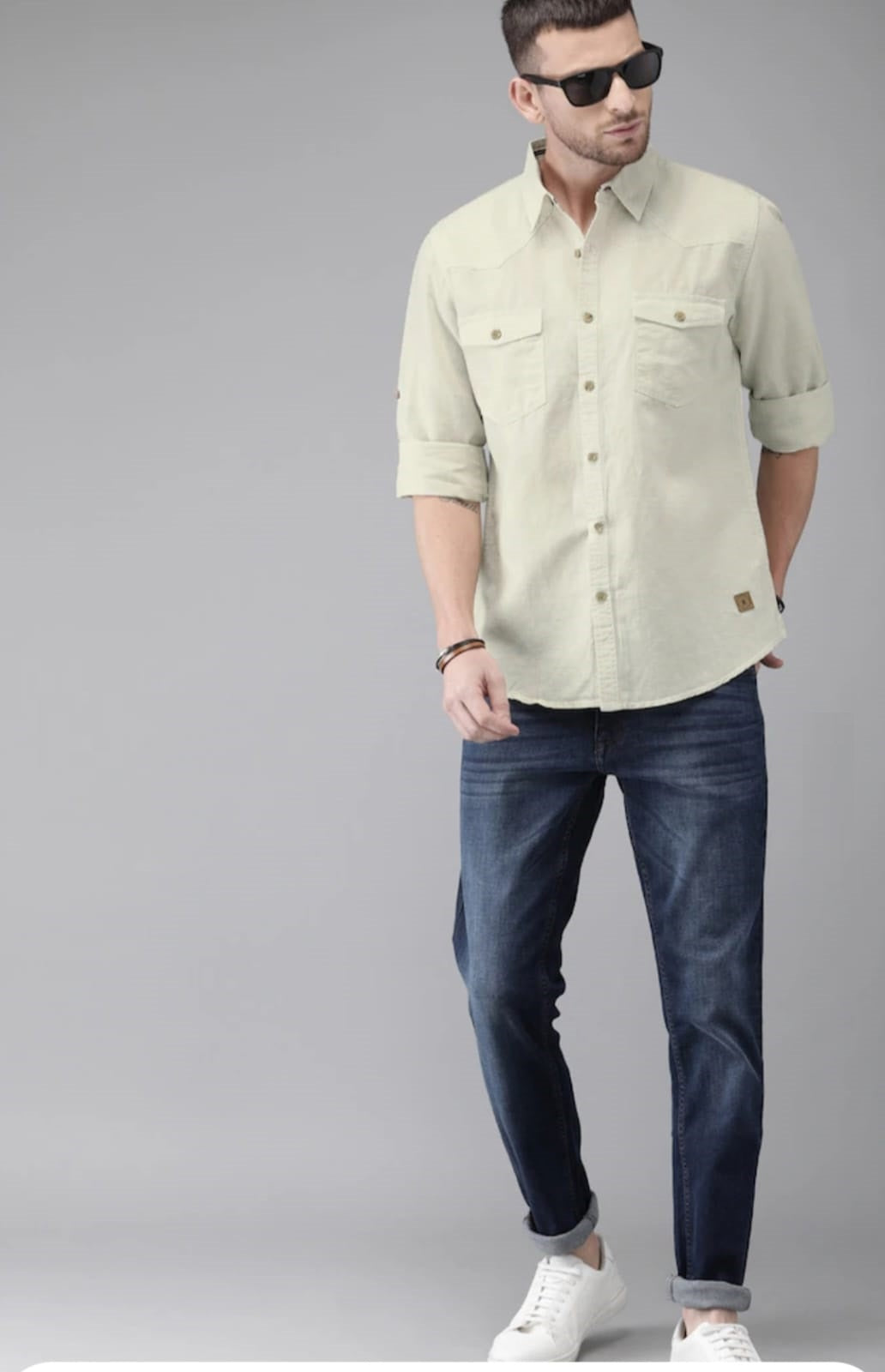 The BlueVibe off white denim men shirt
