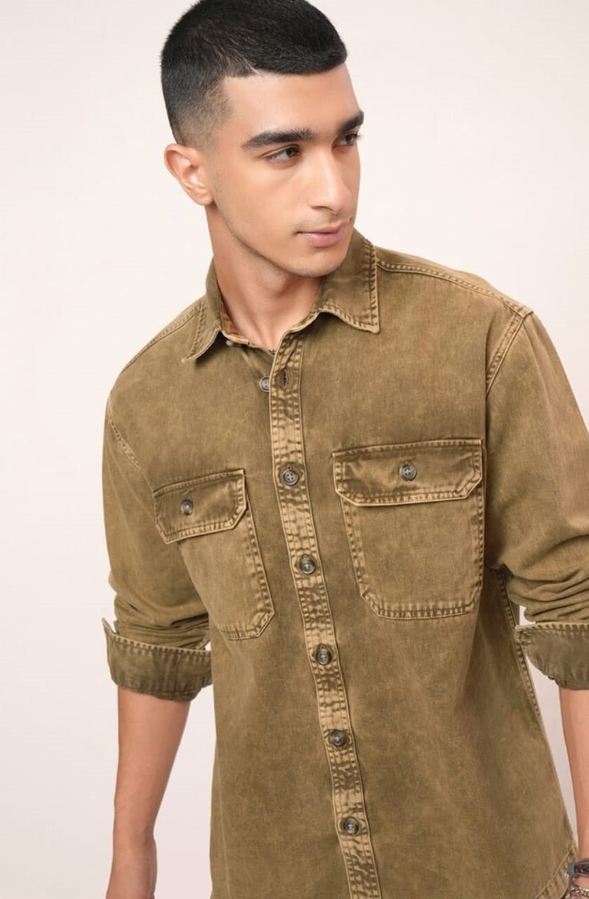 The BlueVibe best mustard color denim shirt