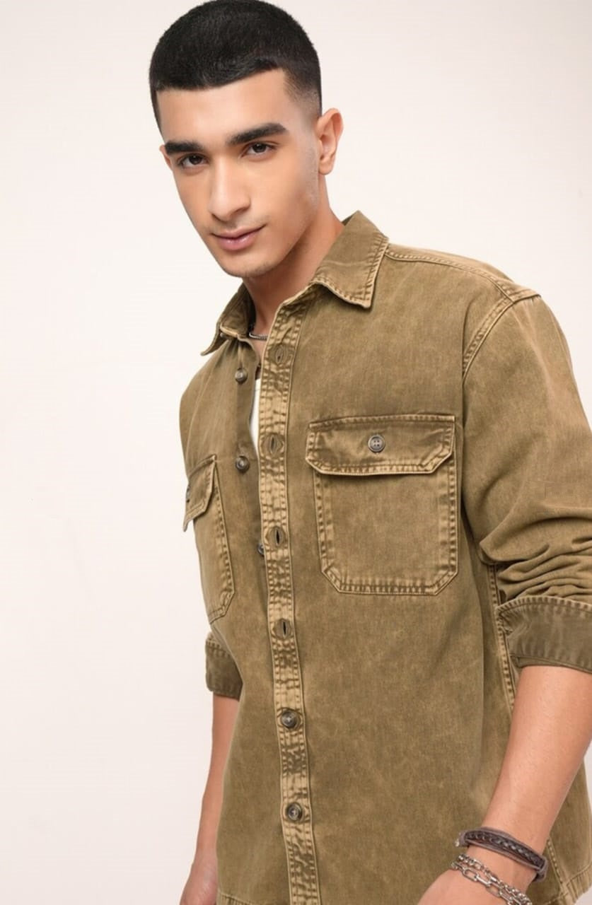 The BlueVibe best mustard color denim shirt