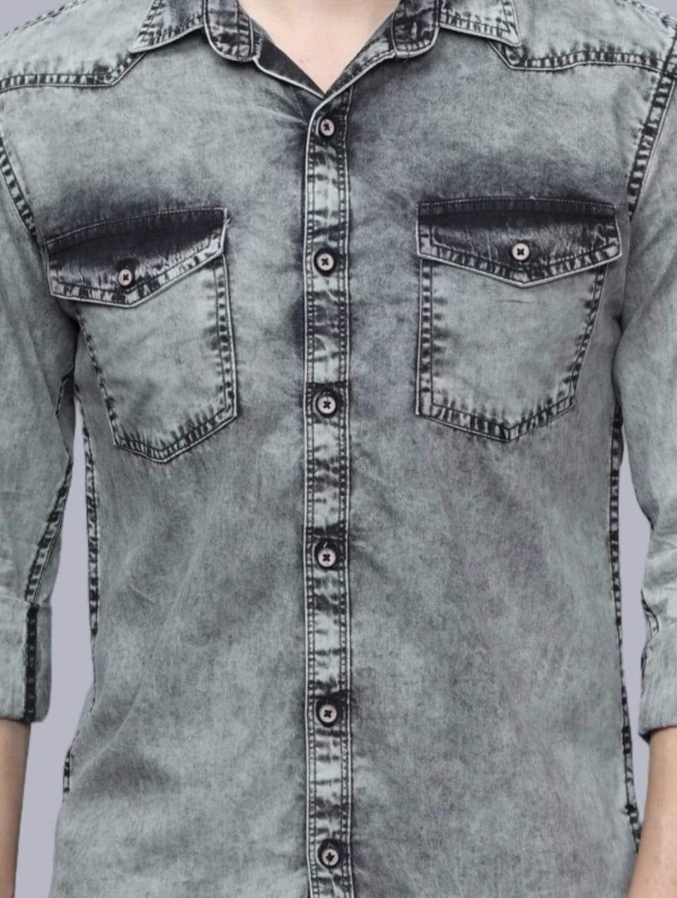 The BlueVibe black pixel men denim shirts