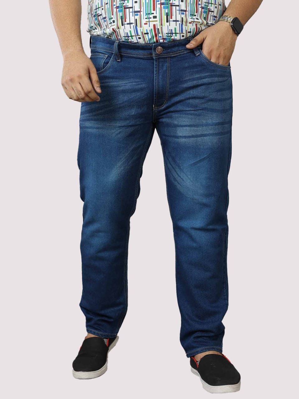 The BlueVibe dark blue plus size men  jeans