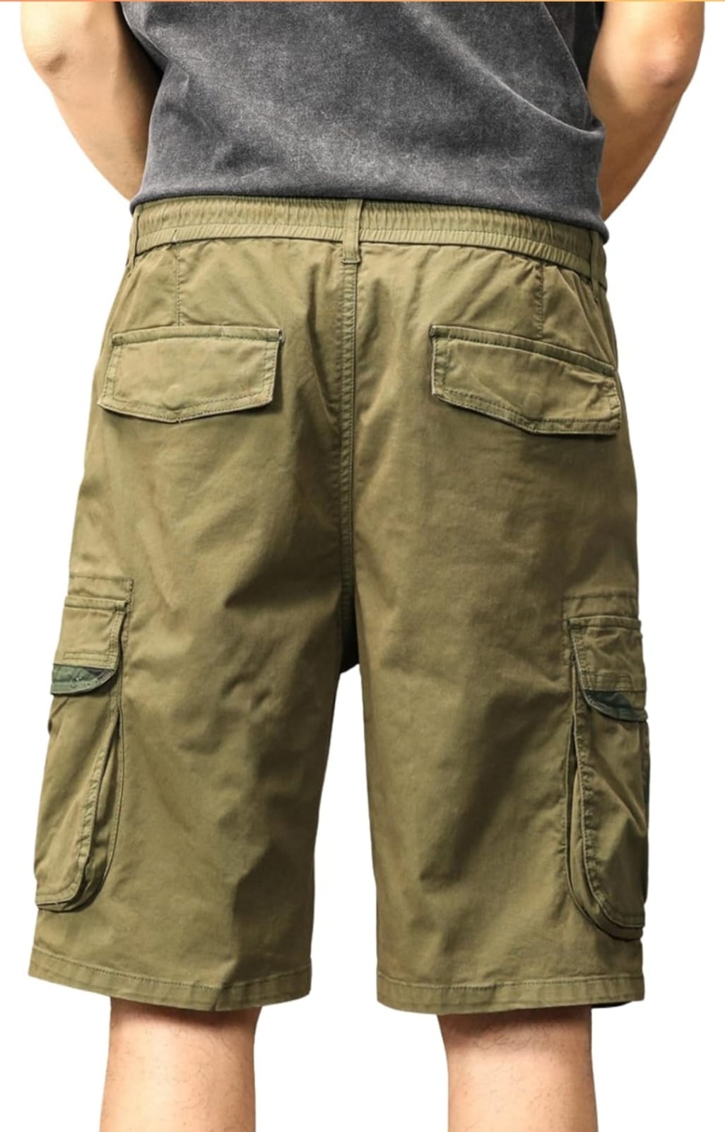 The BlueVibe best dark DARK GREEN COTTON denim lycra men cargo shorts