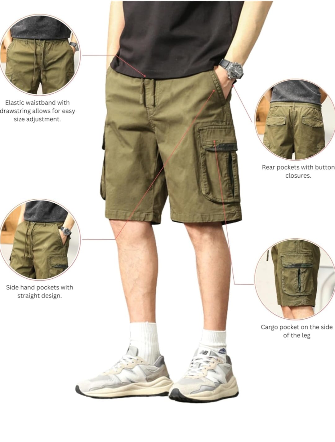 The BlueVibe best dark DARK GREEN COTTON denim lycra men cargo shorts