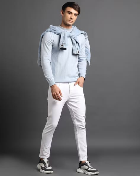J&J white men denim jeans