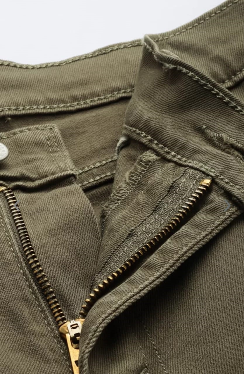 The BlueVibe men olive green stretchable cotton by cotton best jeans