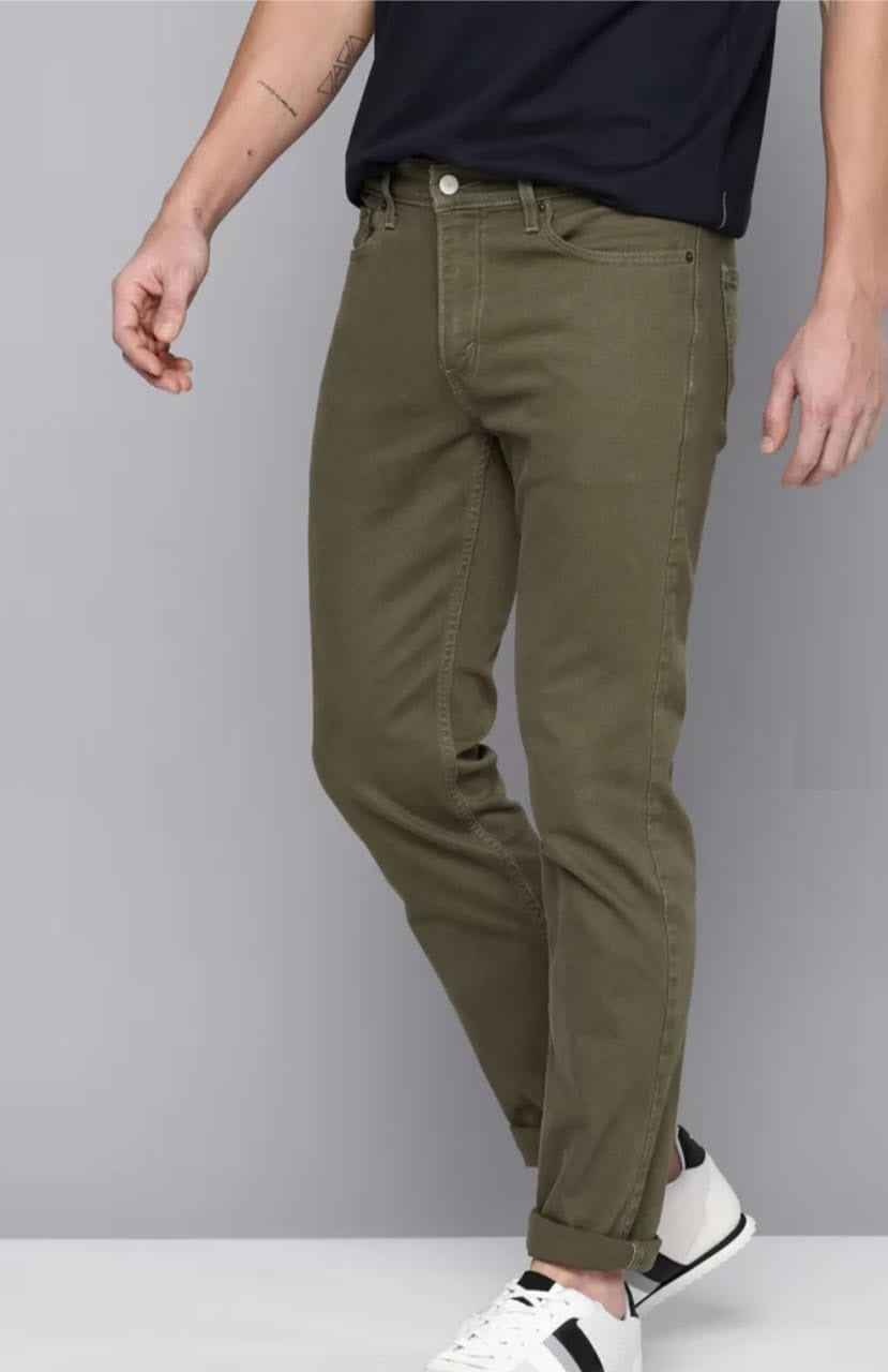 The BlueVibe men olive green stretchable cotton by cotton best jeans