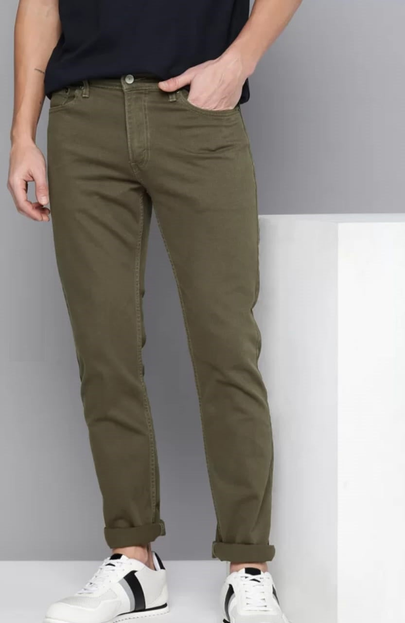 The BlueVibe men olive green stretchable cotton by cotton best jeans