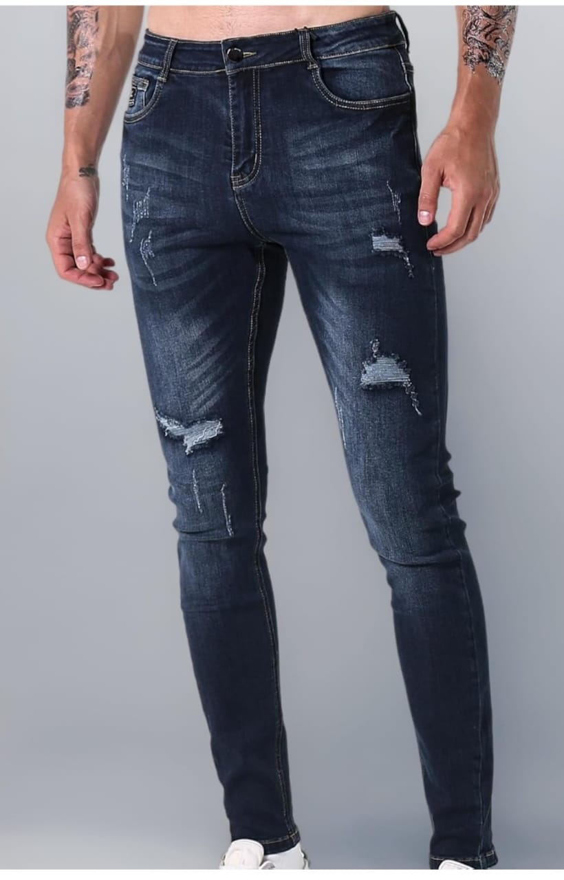 The BlueVibe super denim cotton lycra damage men jeans