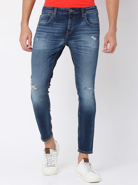 The BlueVibe super light denim cotton lycra damage men jeans