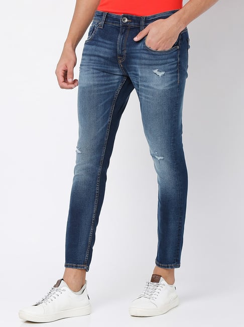 The BlueVibe super light denim cotton lycra damage men jeans