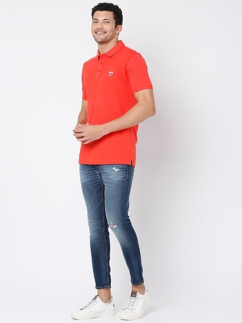 The BlueVibe super light denim cotton lycra damage men jeans