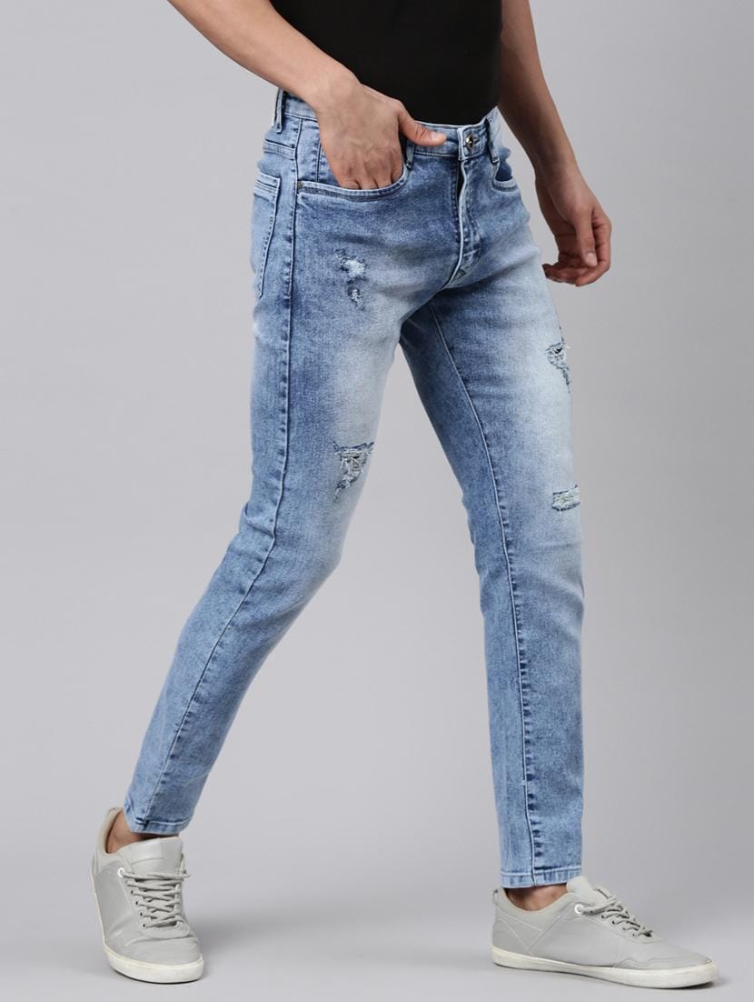 The BlueVibe super light denim light lycra damage men jeans