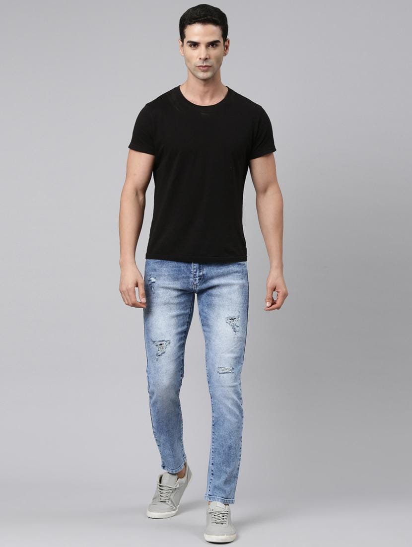 The BlueVibe super light denim light lycra damage men jeans