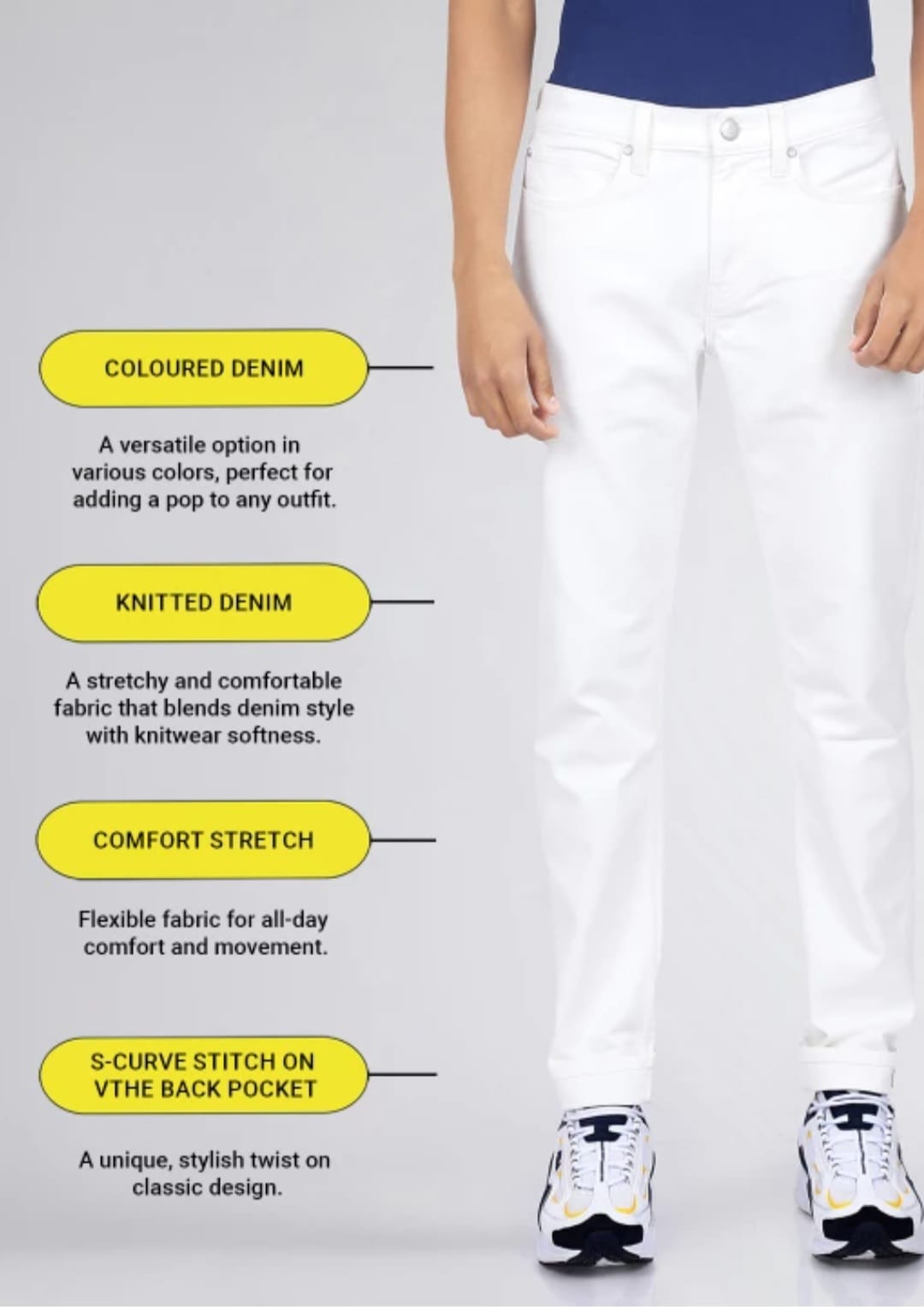 The BlueVibe best fabric denim white men jeans