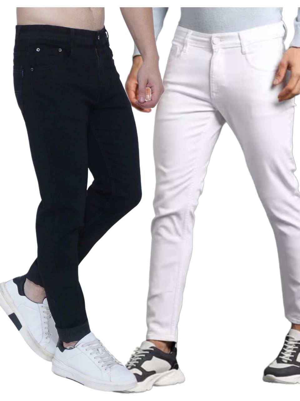 The BlueVibe Black jeans  and White men jeans combo set of 2