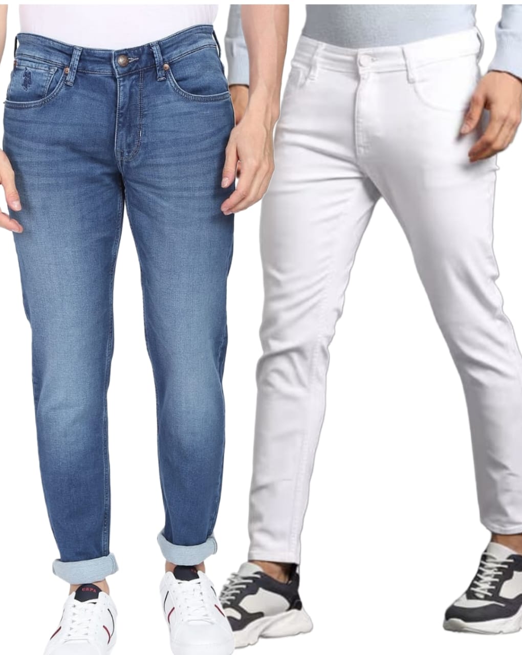 The BlueVibe blue men jeans and white men jeans combo set of 2