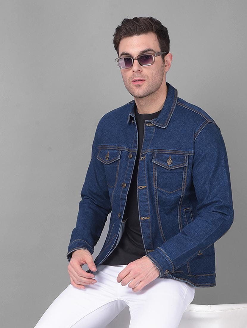 The BlueVibe navy blue Denim jacket for men