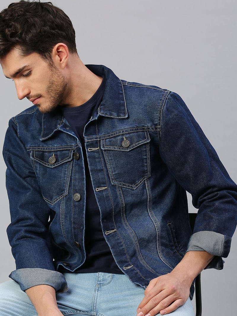 The BlueVibe Dark blue Denim jacket for men