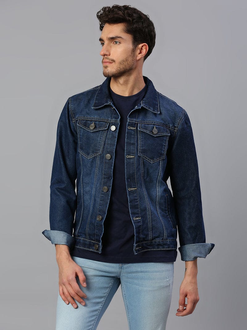 The BlueVibe Dark blue Denim jacket for men