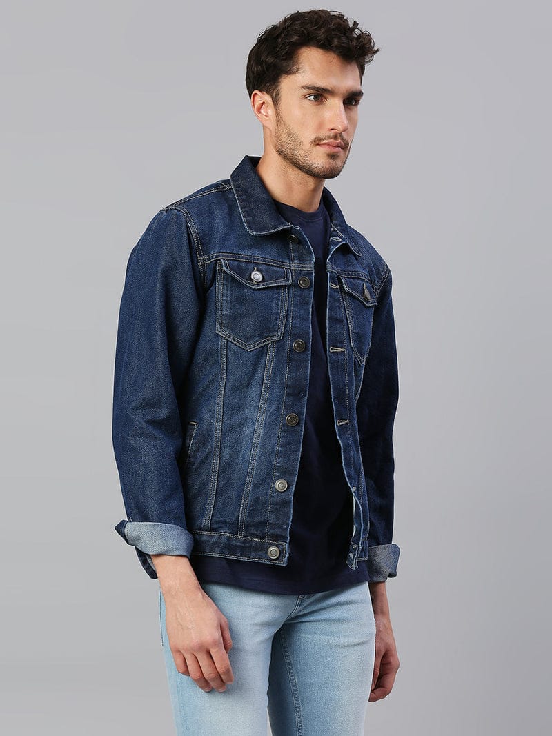 The BlueVibe Dark blue Denim jacket for men