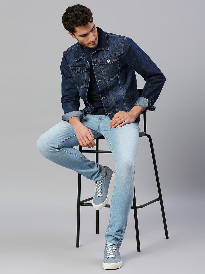 The BlueVibe Dark blue Denim jacket for men