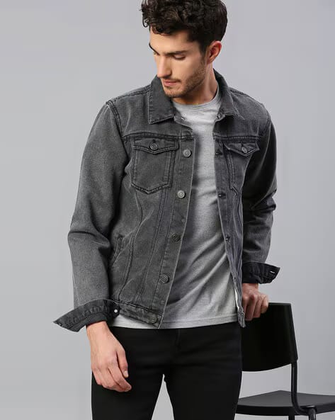 The BlueVibe Black Denim jacket for men