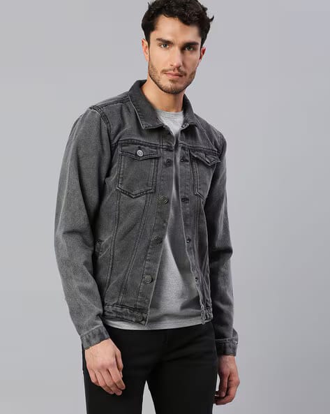 The BlueVibe Black Denim jacket for men