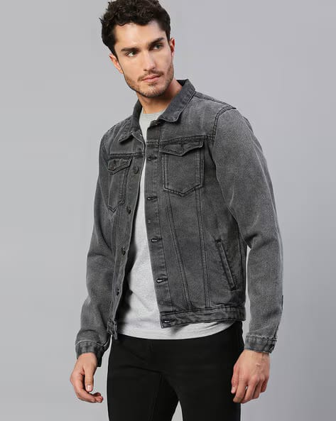 The BlueVibe Black Denim jacket for men