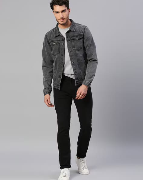 The BlueVibe Black Denim jacket for men