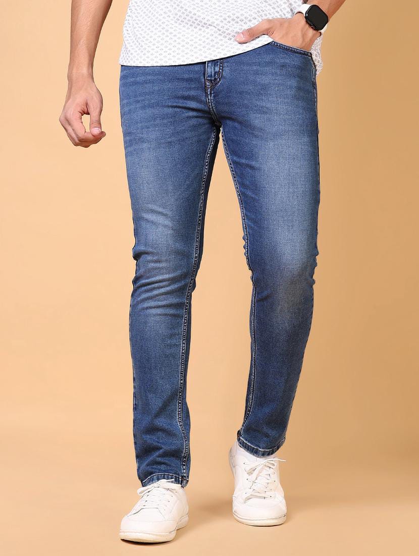 The BlueVibe Light fade rubbed blue jeans