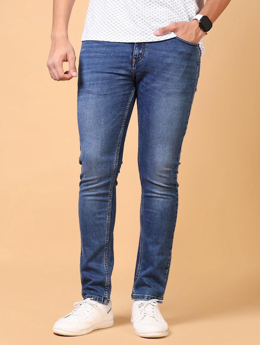 The BlueVibe Light fade rubbed blue jeans