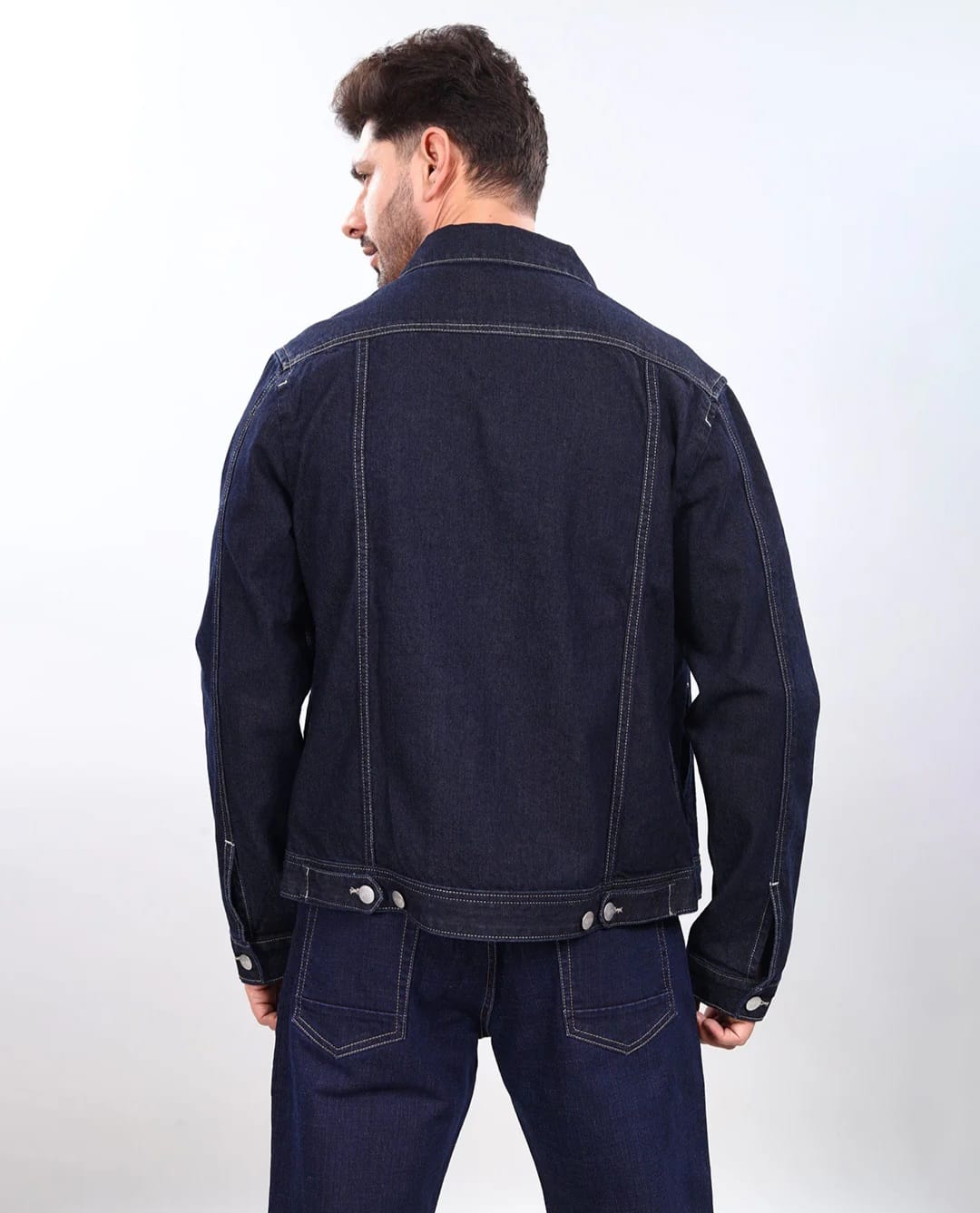 The BlueVibe Dark blue Denim jacket for men.