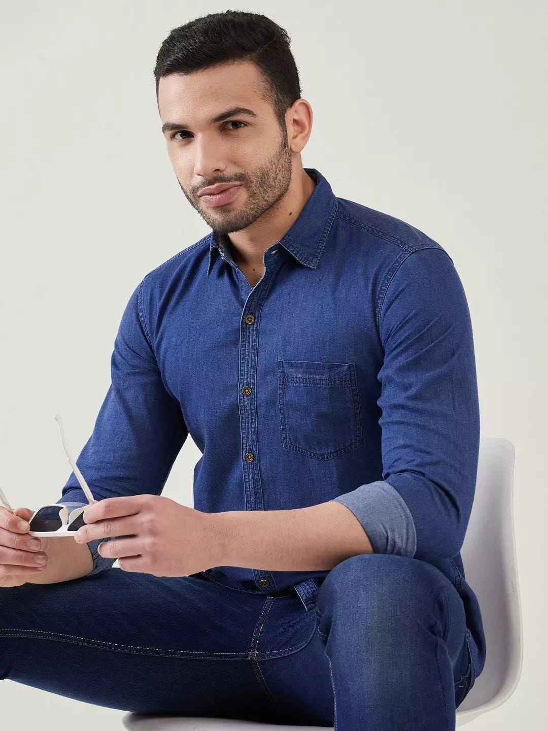 The BlueVibe best Dark blue Denim men shirt