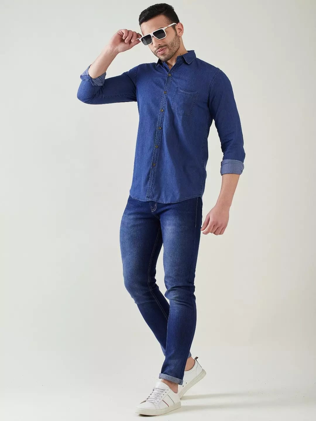 The BlueVibe best Dark blue Denim men shirt