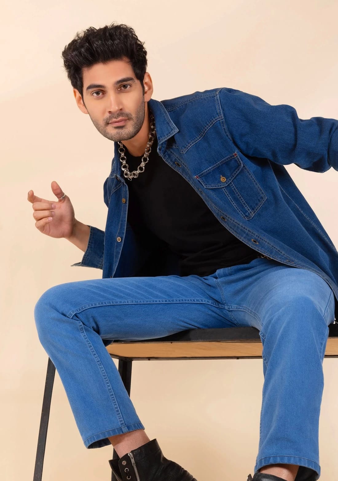 The BlueVibe dark blue denim shirts