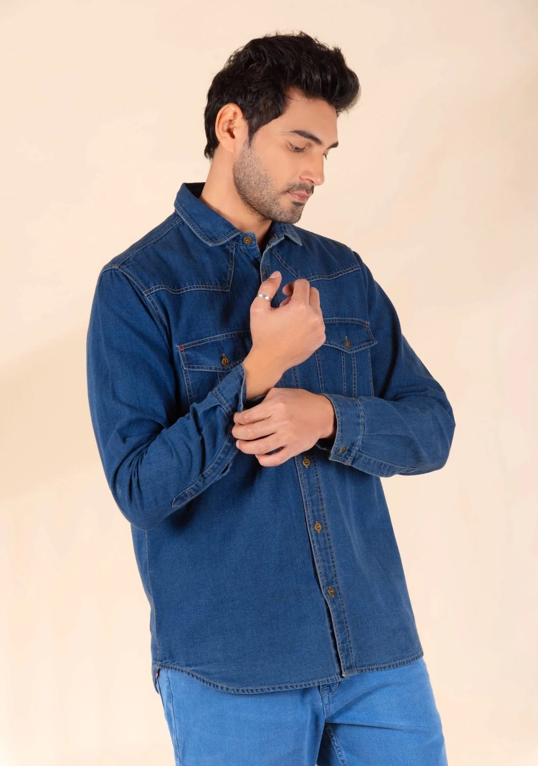 The BlueVibe dark blue denim shirts