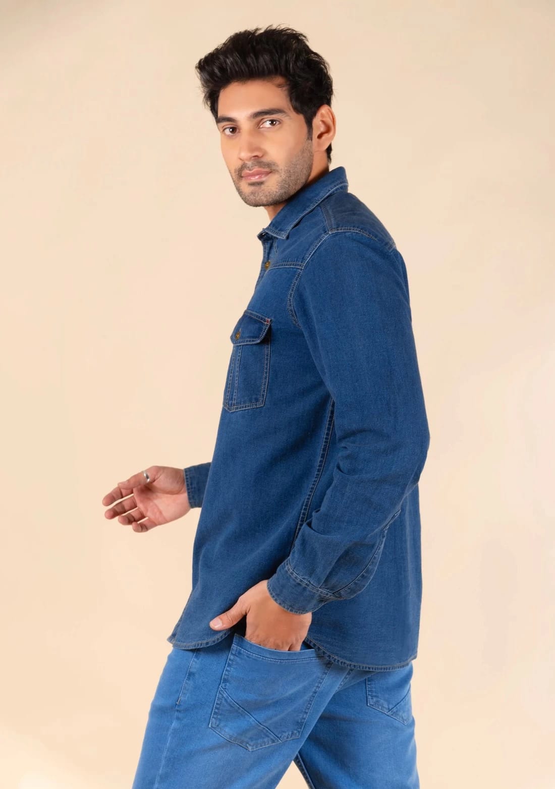 The BlueVibe dark blue denim shirts