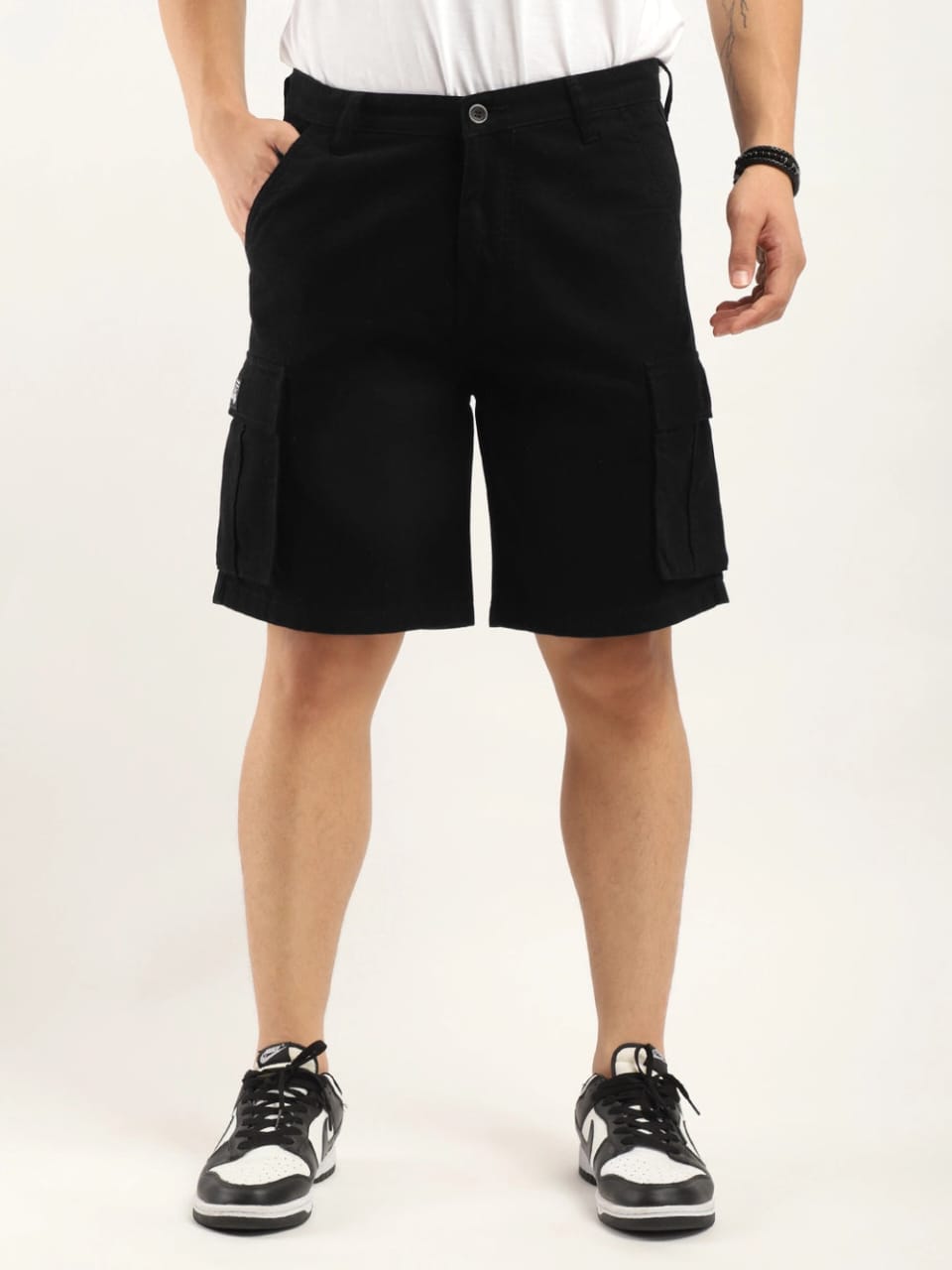 The BlueVibe best dark Black denim lycra men cargo shorts