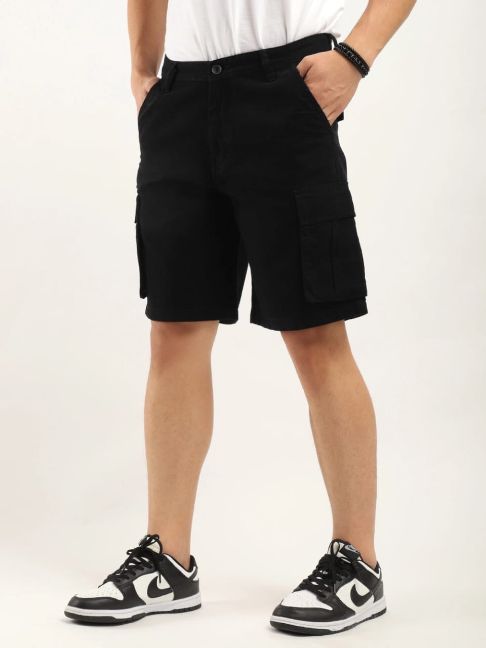 The BlueVibe best dark Black denim lycra men cargo shorts