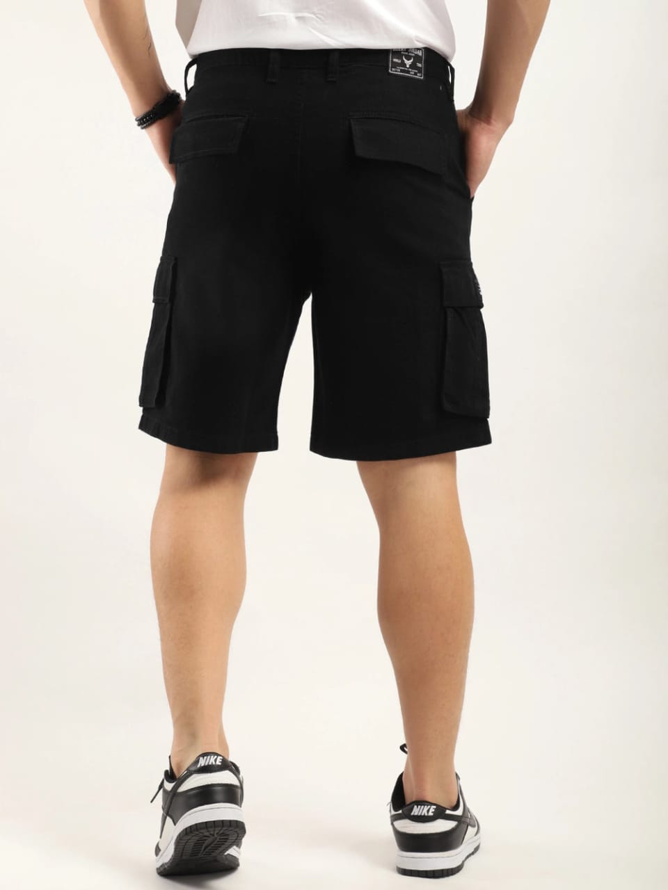The BlueVibe best dark Black denim lycra men cargo shorts