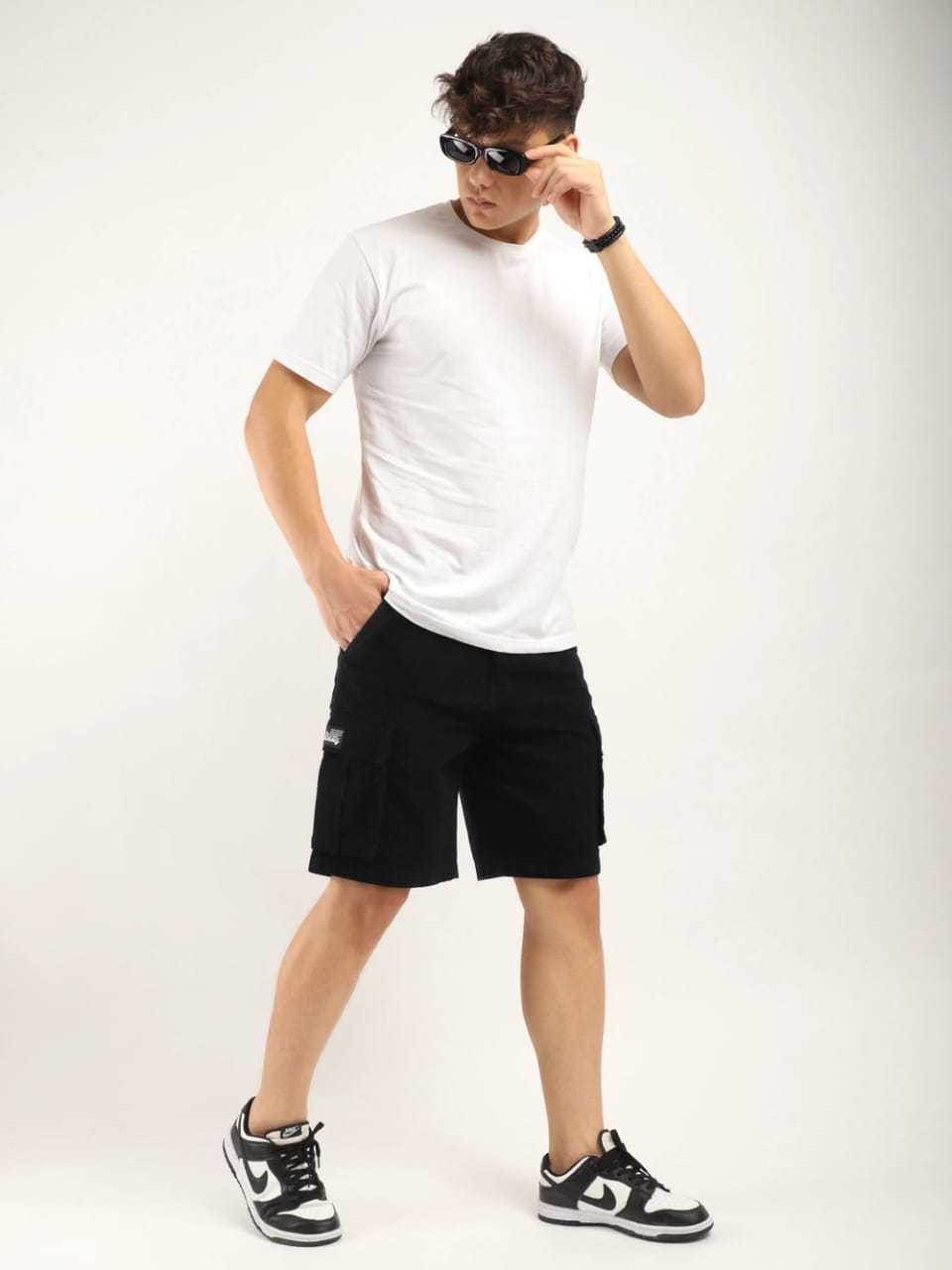 The BlueVibe best dark Black denim lycra men cargo shorts