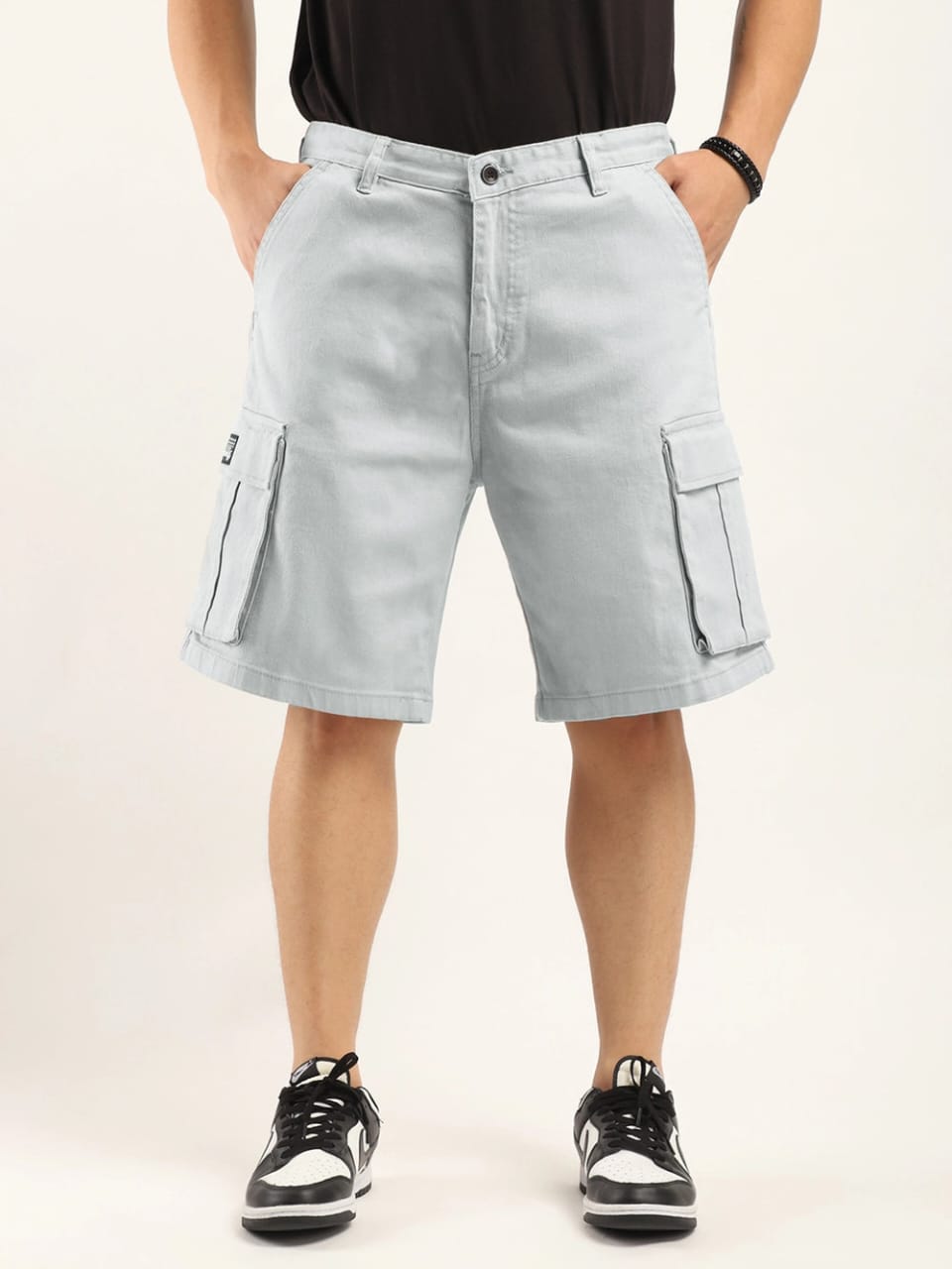 The BlueVibe denim grey cargo men shorts