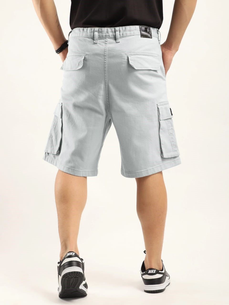 The BlueVibe denim grey cargo men shorts