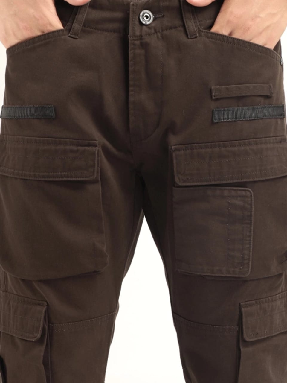 The BlueVibe men dark Broun 6 pocket denim cargo