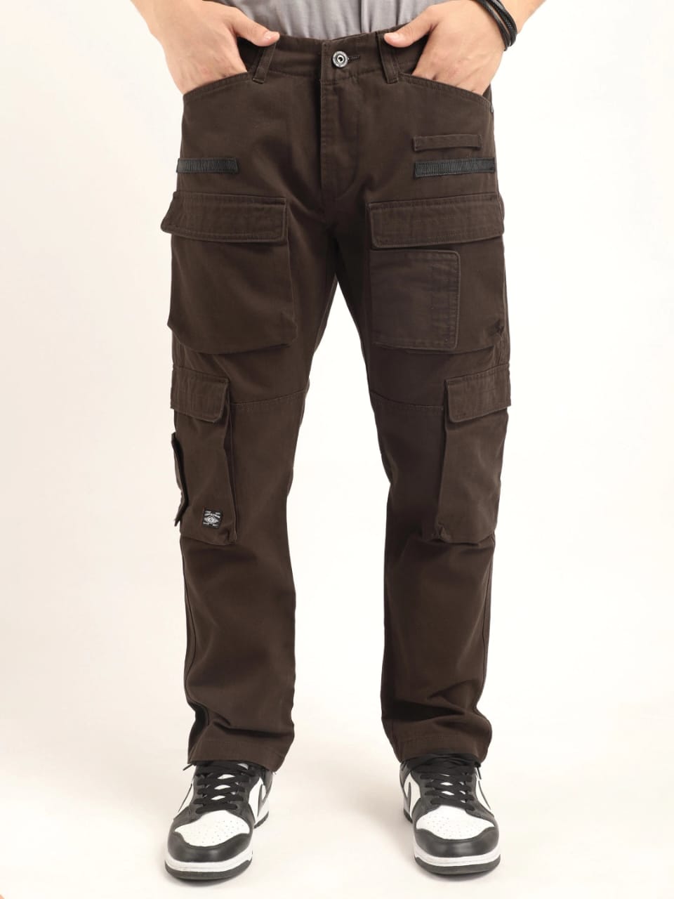 The BlueVibe men dark Broun 6 pocket denim cargo
