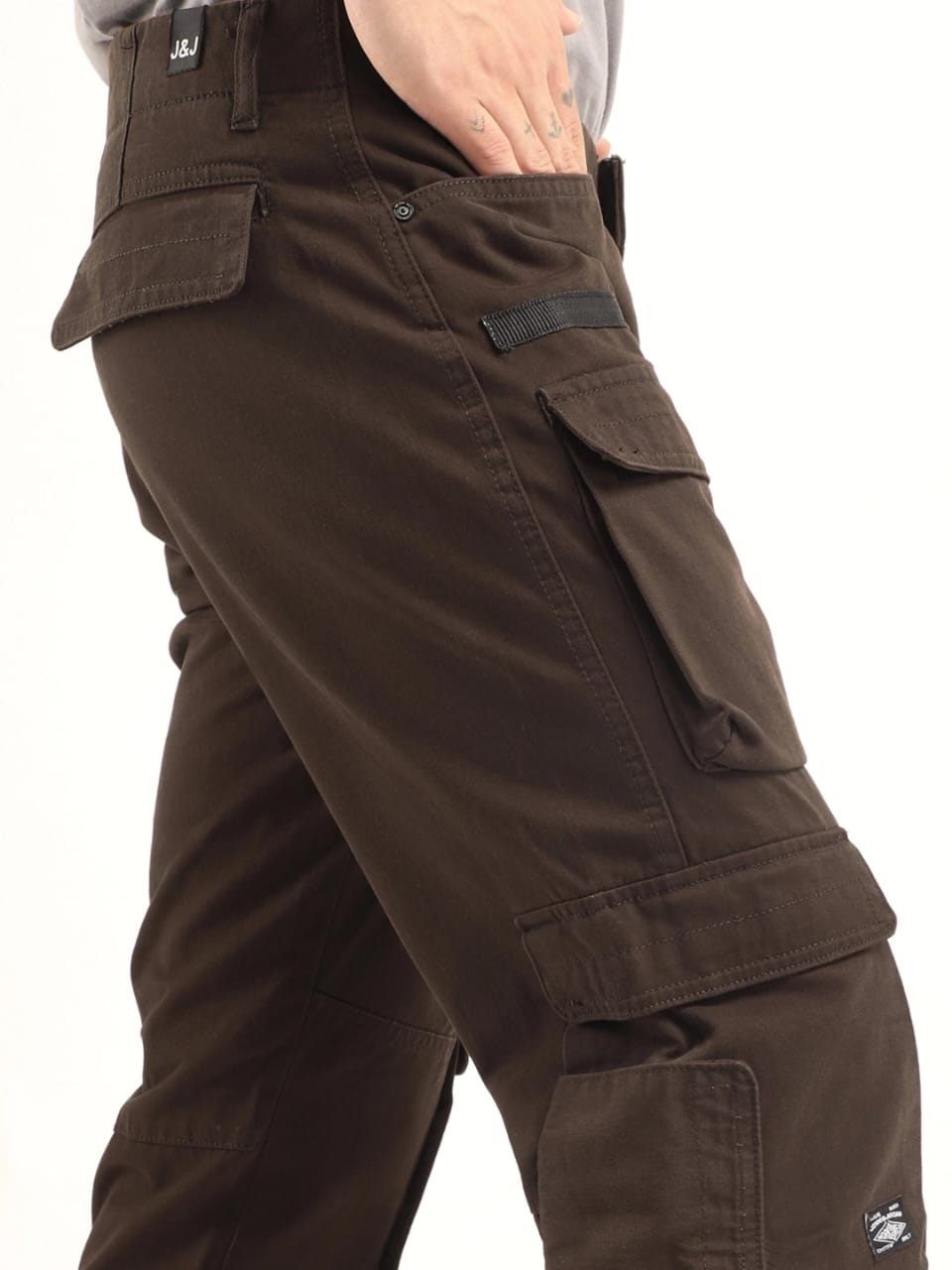 The BlueVibe men dark Broun 6 pocket denim cargo