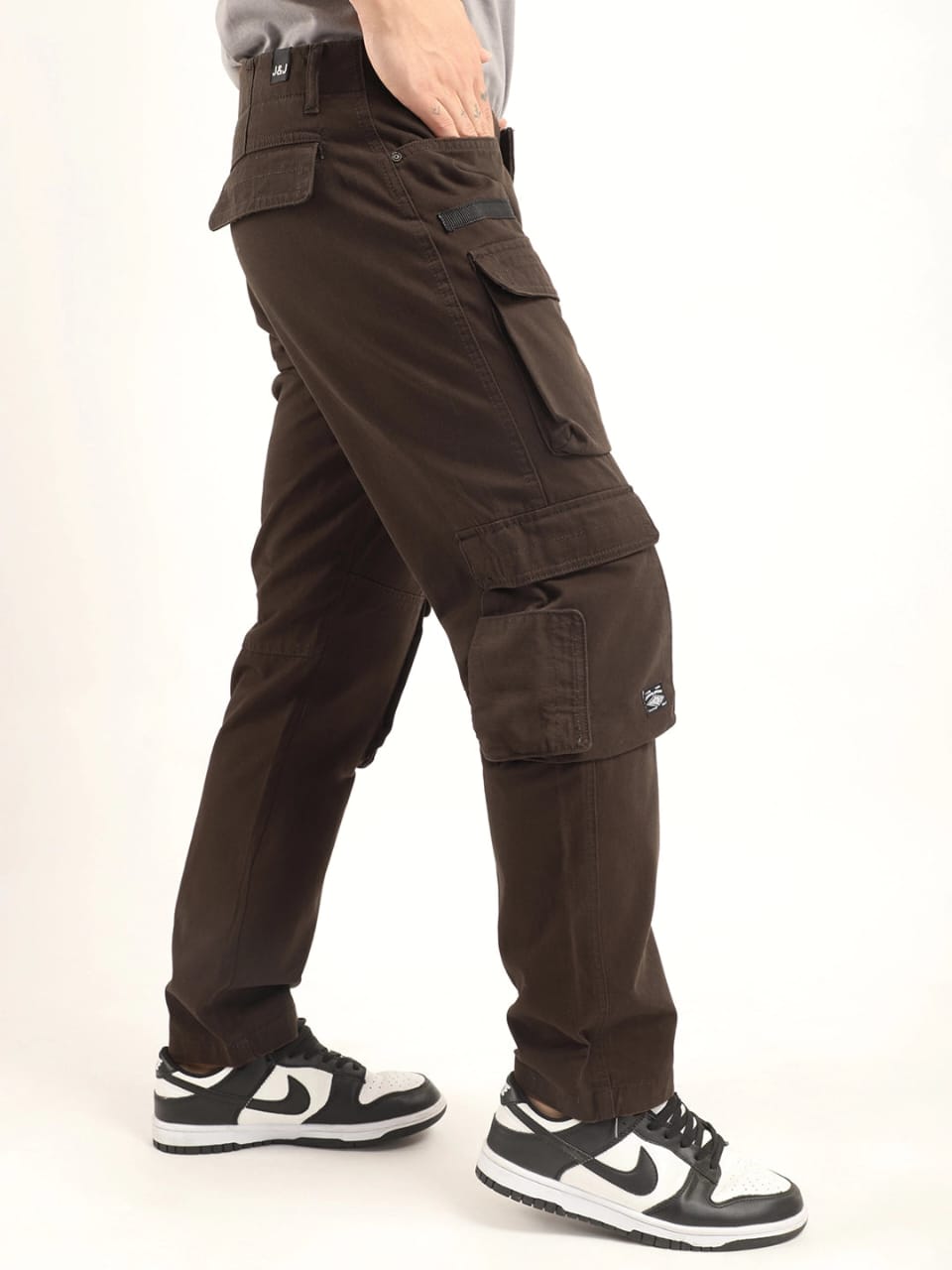 The BlueVibe men dark Broun 6 pocket denim cargo