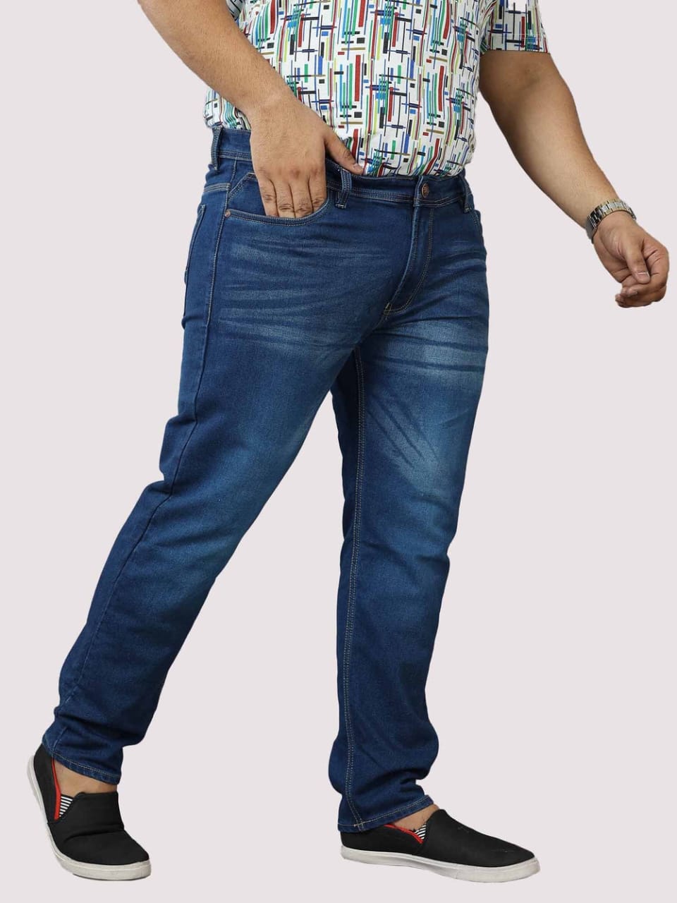 The BlueVibe dark blue plus size men  jeans