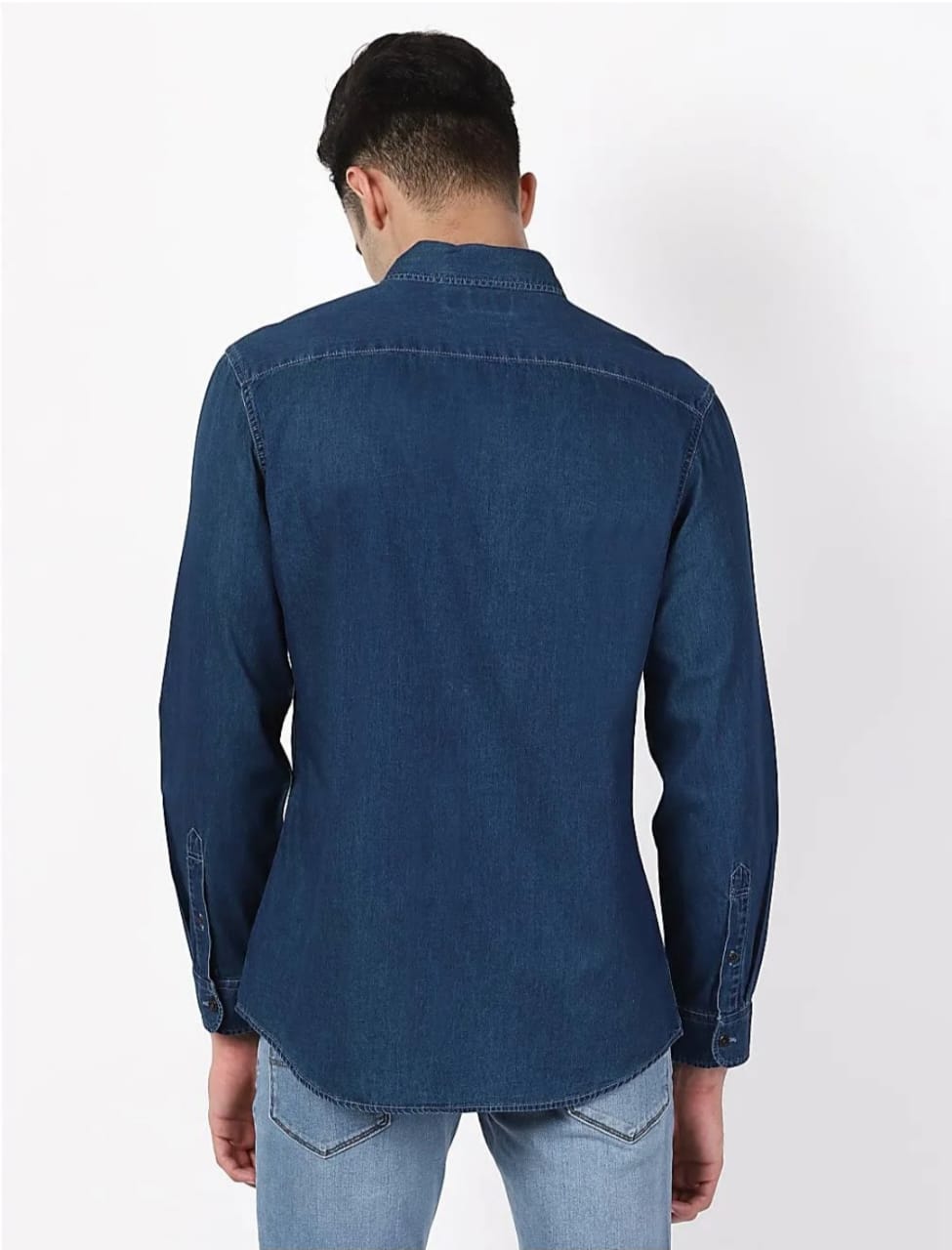 The BlueVibe men cotton blue denim shirt