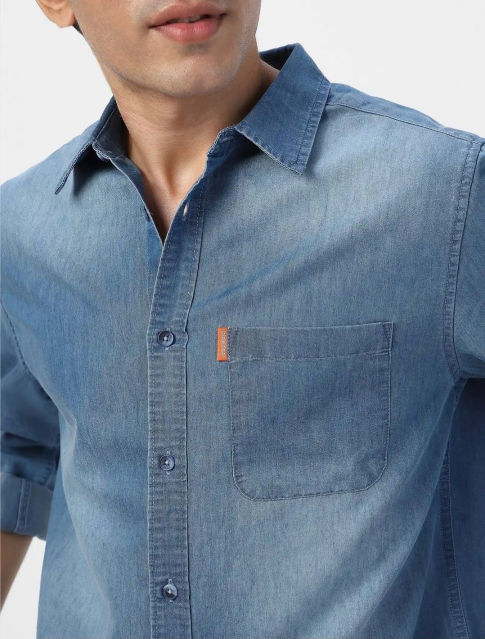 The BlueVibe men light blue denim shirt